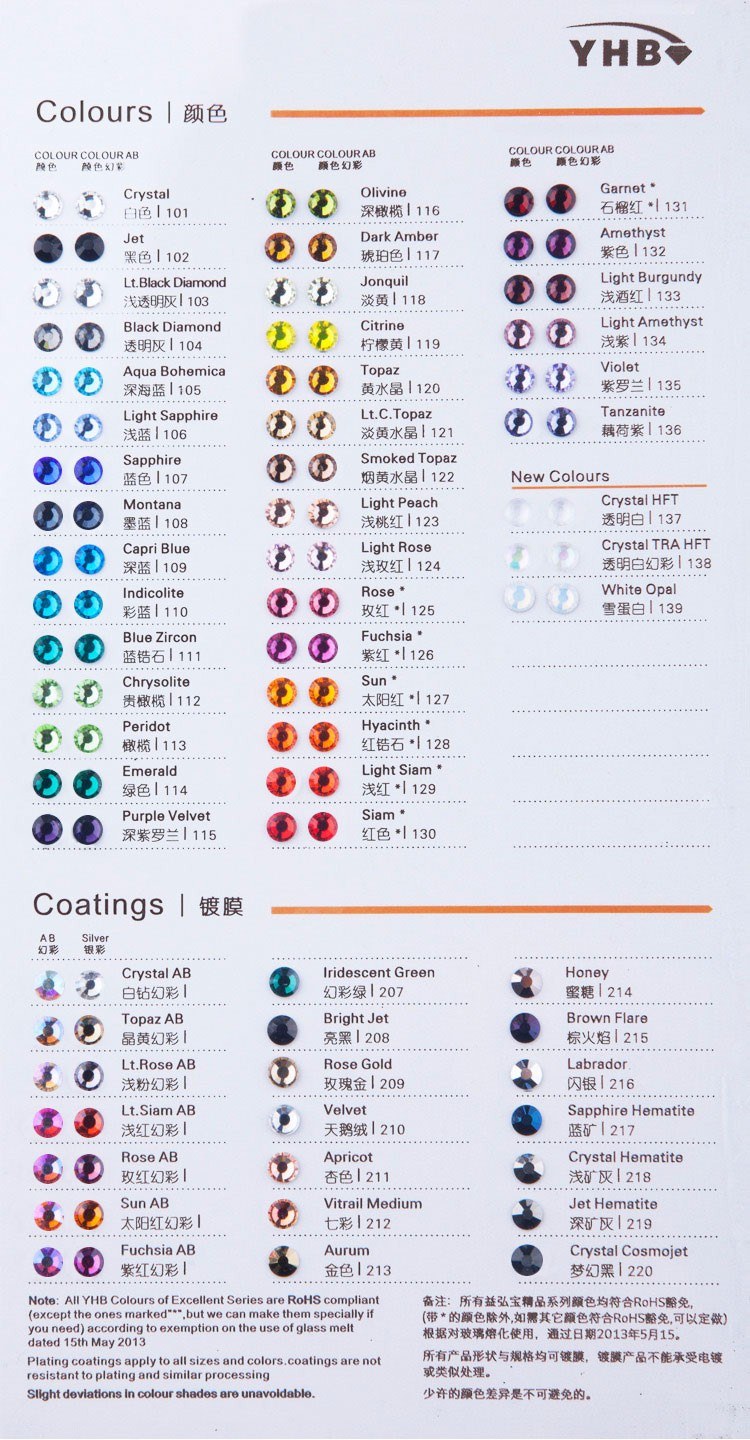 YHB Color Chart